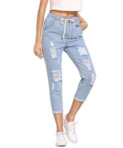 Women’s Casual Ripped Design Blue Jeans Jeans Women's Women's Clothing