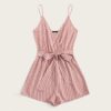 Striped Wrap Cami Romper for Women Jumpsuits Women's Women's Clothing 