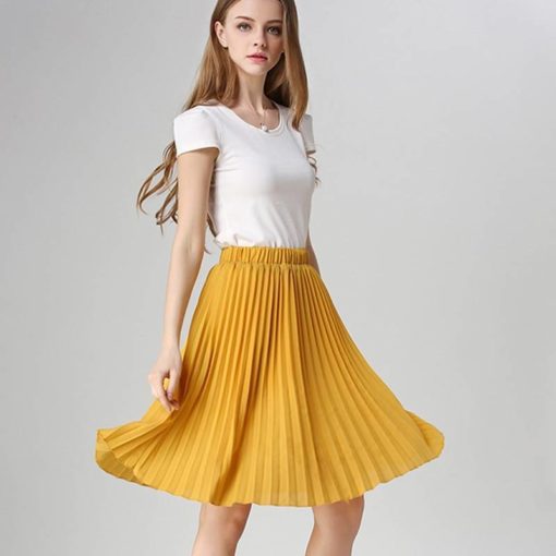 Vintage High-Waisted Knife-Pleated Chiffon Women’s Skirt Skirt Women's Women's Clothing