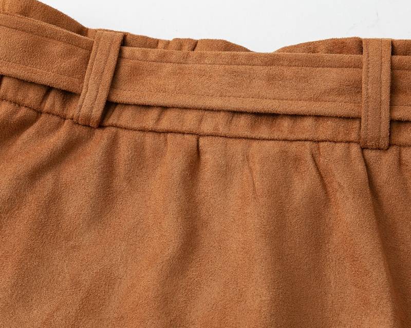 Women's High Waist Wrap Suede Skirt
