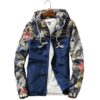 Floral Hooded Long Sleeve Windbreaker for Men Jackets & Coats Men's Men's Clothing 