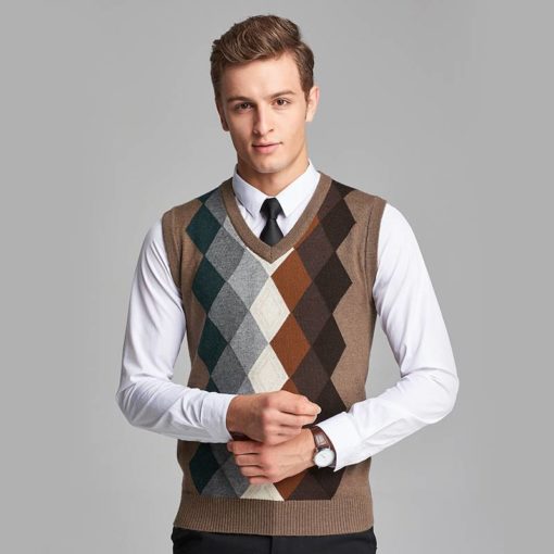 Men’s Diamond Patterned Sweater Vest Sweaters Men's Men's Clothing