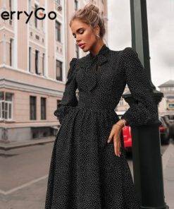 Polka Dot Black Elegant Dress Dress Women's Women's Clothing