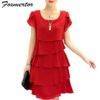 Summer Dress Loose Chiffon Cascading Ruffle Red Dresses Causal Ladies Elegant Party Cocktail Short Dresses Women's Women's Clothing