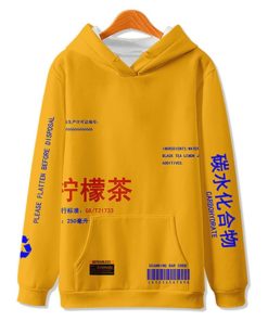 WAMNI Lemon Tea Printed Fleece Pullover Hoodie Hoodies & Sweatshirts Men's Men's Clothing