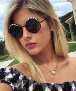 Women Luxury Beads Round Sunglasses Women's Accessories Accessories