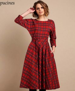 Classic England Style Red Plaid Dress Dresses Women's Women's Clothing