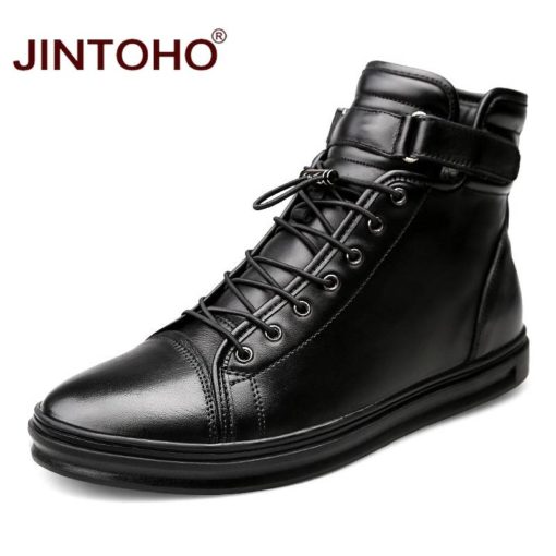 JINTOHO High Quality Winter Genuine Leather Men Shoes Men's Shoes Shoes
