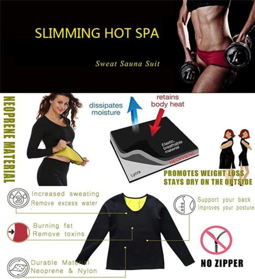 Neoprene Body Shaper Sport Set Long Sleeve Shirt + Legging Sauna Suits Intimates Women's Women's Clothing