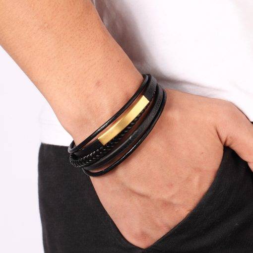 Men’s Classic Magnet Genuine Leather Bracelet Budget Friendly Accessories