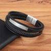 Men’s Classic Magnet Genuine Leather Bracelet Budget Friendly Accessories 