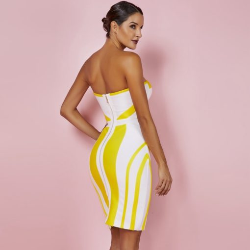 Ocstrade Summer Bandage Dresses Party 2019 New Strapless Sexy Bandage Dress Yellow Bodycon Womens Mini Bandage Dress Rayon XL Dress Women's Women's Clothing