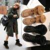 SWYIVY Martin Rabbit Fur Casual Genuine Leather Snow Boots High Top Women's Shoes Shoes 