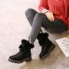 SWYIVY Martin Rabbit Fur Casual Genuine Leather Snow Boots High Top Women's Shoes Shoes 