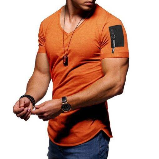 Short Sleeve Zipper Shoulder Streetwear T-Shirt Tops & Tees Men's Men's Clothing