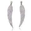 Women Silver Rhinestone Angel Wings Feather Stud Earrings Budget Friendly Accessories 