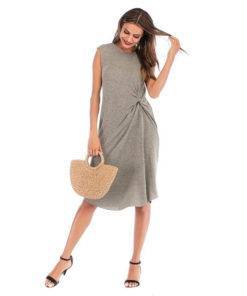 Women Suspender Solid Color Sleeveless Casual Dress Dress