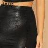Black Split Side Snake Embossed Party Bodycon Skirt Skirt