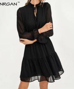 SINRGAN Black lace up hollow out mini dress Dresses Women's Women's Clothing