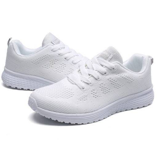 Casual Shoes Lace-Up Breathable Mesh Round Cross Strap Flat Sneakers Women's Shoes Shoes
