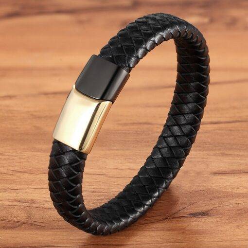 Men’s Special Style Gold With Black Combination Stainless Steel Bracelet Budget Friendly Accessories