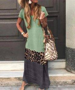 Vintage Leopard Long Casual Dress Dress