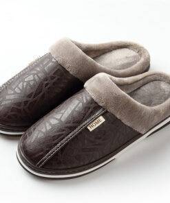 ASIFN Indoor Leather Winter Waterproof Slipper Men's Shoes Shoes