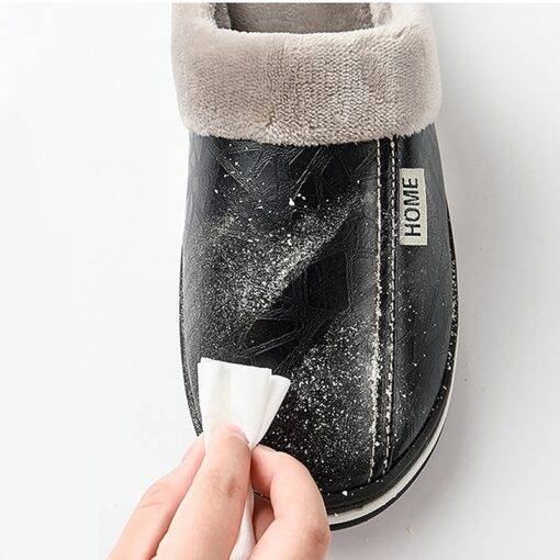 ASIFN Indoor Leather Winter Waterproof Slipper Men's Shoes Shoes