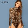Leopard Print Skinny Elegant Bodysuit Bodysuits 