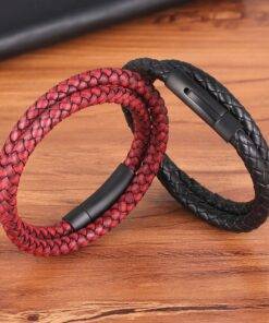 Men’s Double Layer Vintage Genuine Leather Bracelet Budget Friendly Accessories