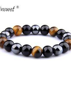 Natural Black Obsidian Hematite Tiger Eye Beads Bracelets for Men Budget Friendly Accessories