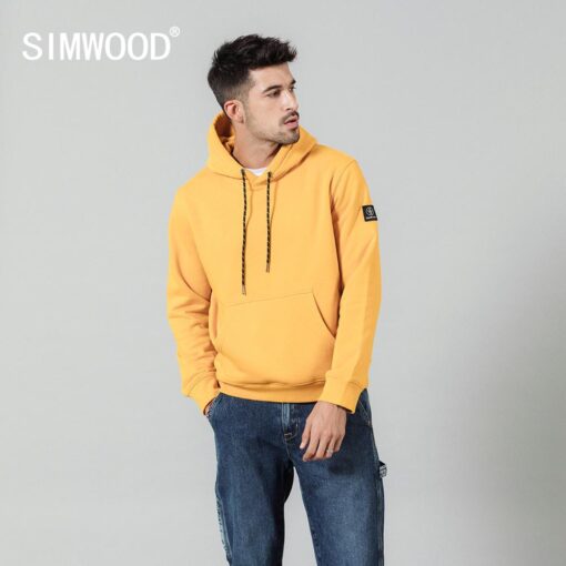 SIMWOOD Men Casual Fleece Solid color Hoodie Hoodies & Sweatshirts Men's Men's Clothing