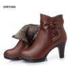 ZXRYXGS Warm Wool Genuine Leather Shoes Women's Shoes Shoes 