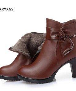 ZXRYXGS Warm Wool Genuine Leather Shoes Women's Shoes Shoes