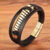 Luxury Multi-layer Men’s Leather Stainless Steel Bracelet Budget Friendly Accessories 