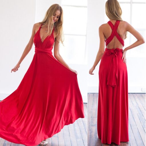 Multi way Wrap Convertible Long Dress Dresses