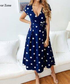 Women Casual Polka Dot Print A-line Dress Dress