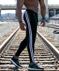 2019 Men’s Casual Fitness Joggers Pants Gyms Stretch Cotton Men Skinny Sweatpants Slim Workout Zipper ankle trousers men Men's Men's Clothing
