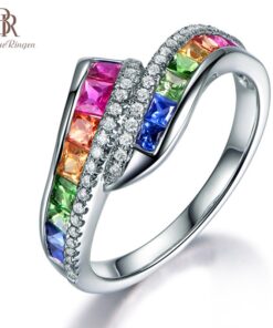 Colors Gemstones Ring for Women 925 Silver Budget Friendly Accessories