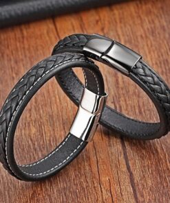 Men’s Genuine Leather Stainless Steel Magnetic Buckle Bracelet Budget Friendly Accessories