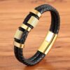 Men’s Fashion Stainless Steel Leather Bracelet Budget Friendly Accessories