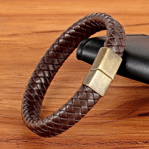 Men’s Vintage Stainless Steel Hand-knitted Leather Bracelet Budget Friendly Accessories