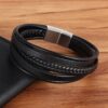 Men’s Genuine Leather with Stainless Steel Buckle Bracelet Budget Friendly Accessories 