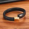 Men’s Special Style Gold With Black Combination Stainless Steel Bracelet Budget Friendly Accessories 