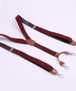 Men Brown Cowhide Leather Suspenders Men's Accessories Accessories