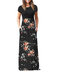 Women’s Casual Sleeve O-neck Print Maxi Tank Long Dress Dress