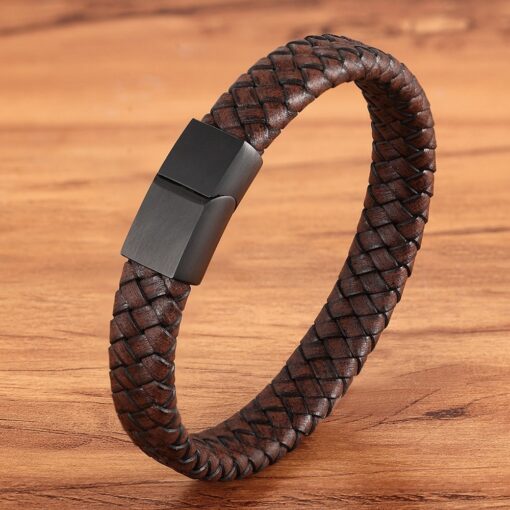 Men’s Leather Stainless Steel Buckle Bracelet Budget Friendly Accessories