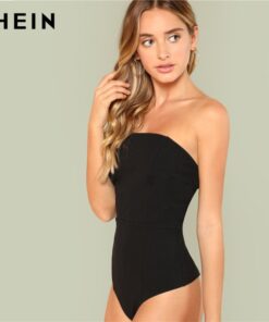 Black Sexy Skinny Mid Waist Bodysuit Bodysuits